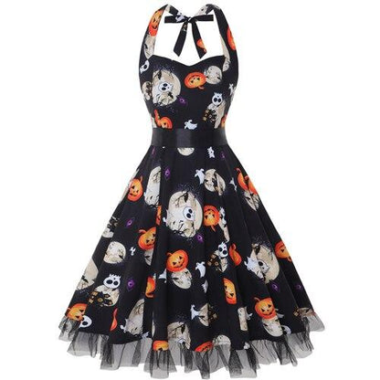Alessandra | Halloween Midi jurk met cartoonafdrukken