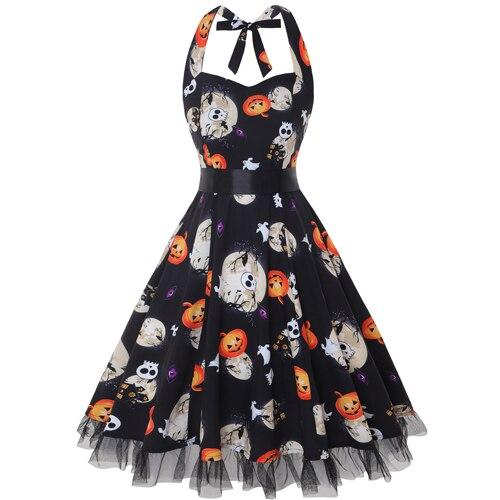 Alessandra | Halloween Midi jurk met cartoonafdrukken