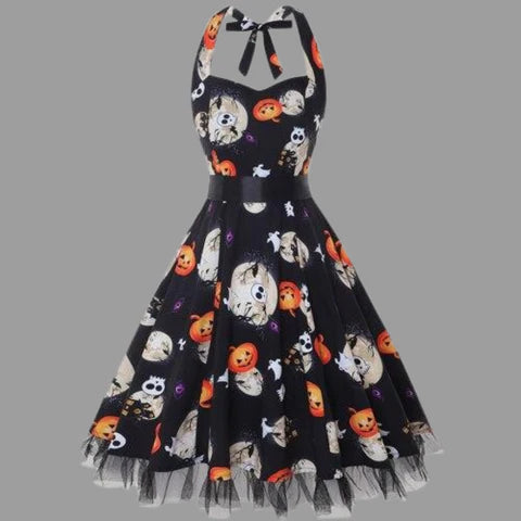 Alessandra | Halloween Midi jurk met cartoonafdrukken
