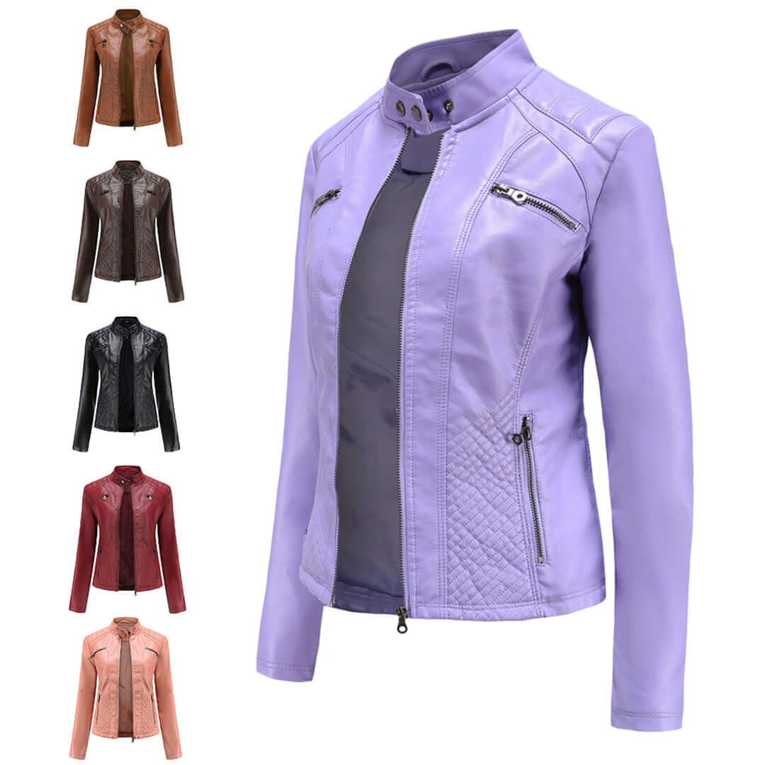 Dames Leren Jas met Tijdloze Elegante Look