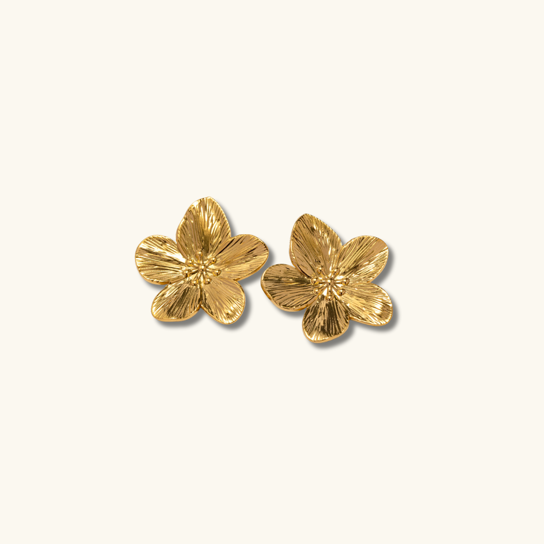 Gouden Oorbellen Bloemvormig Elegant Design - Mode Vibes
