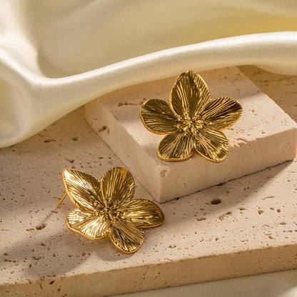 Gouden Oorbellen Bloemvormig Elegant Design