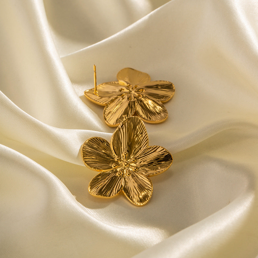 Gouden Oorbellen Bloemvormig Elegant Design