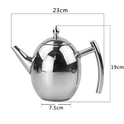 RVS Theepot met Zeef Voor Losse Theeblaadjes