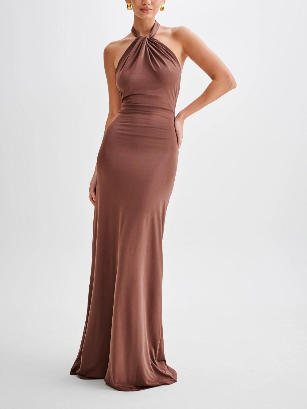 Amelie | Elegante maxi -jurk met een hoge halslijn