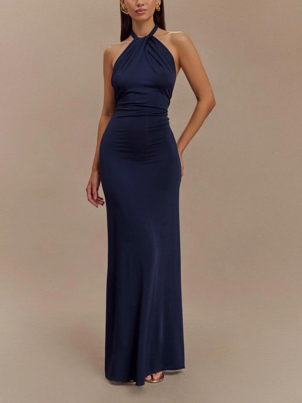 Amelie | Elegante maxi -jurk met een hoge halslijn