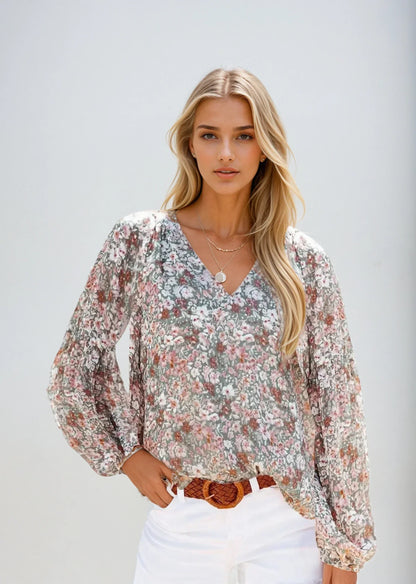 Vrouwelijke Bloemen Blouse Losvallend en Comfortabel