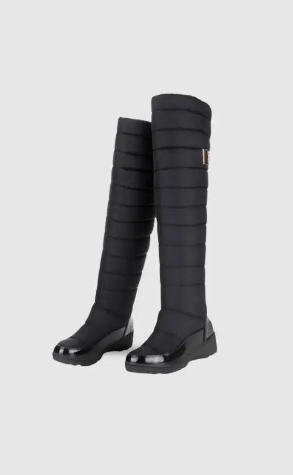 Overknee Laarsjes Warm Chique Leer Zwart - Mode Vibes
