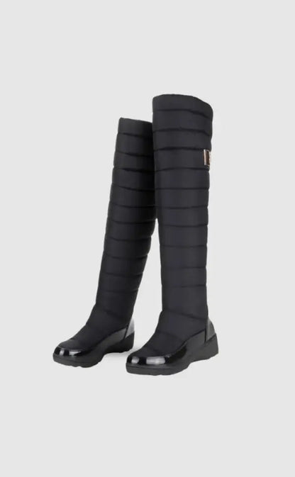 Overknee Laarsjes Warm Chique Leer Zwart - Mode Vibes