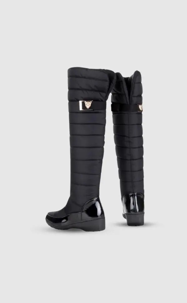 Overknee Laarsjes Warm Chique Leer Zwart