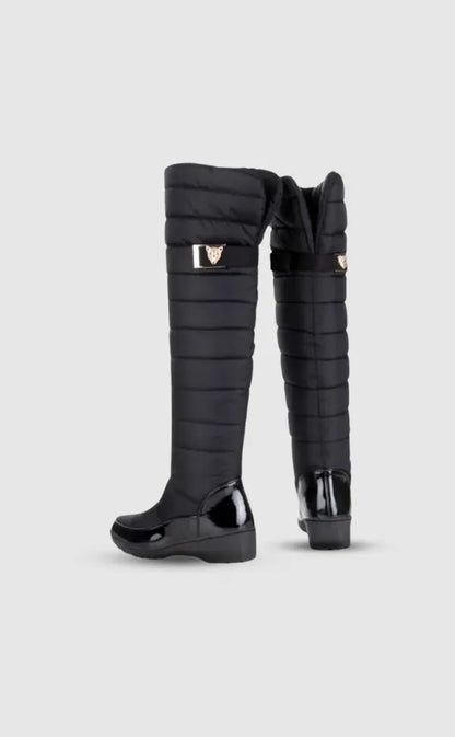 Overknee Laarsjes Warm Chique Leer Zwart