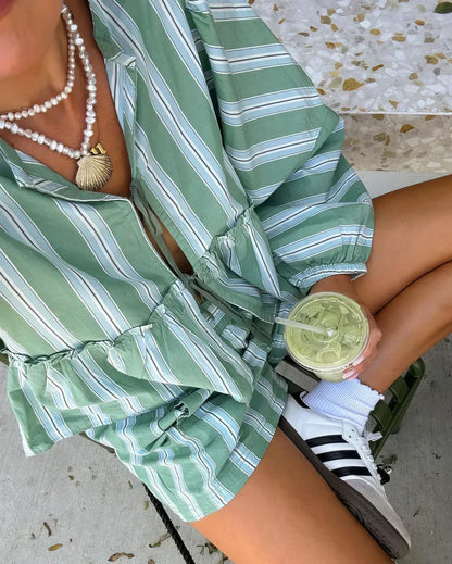 Dames Zomerset Gestreept Lichtgewicht Pasvorm - Mode Vibes

