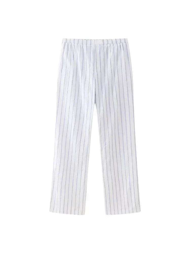 Lunora Zomerset: Gestreepte Top en Hoge Taille Broek