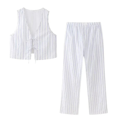 Lunora Zomerset: Gestreepte Top en Hoge Taille Broek