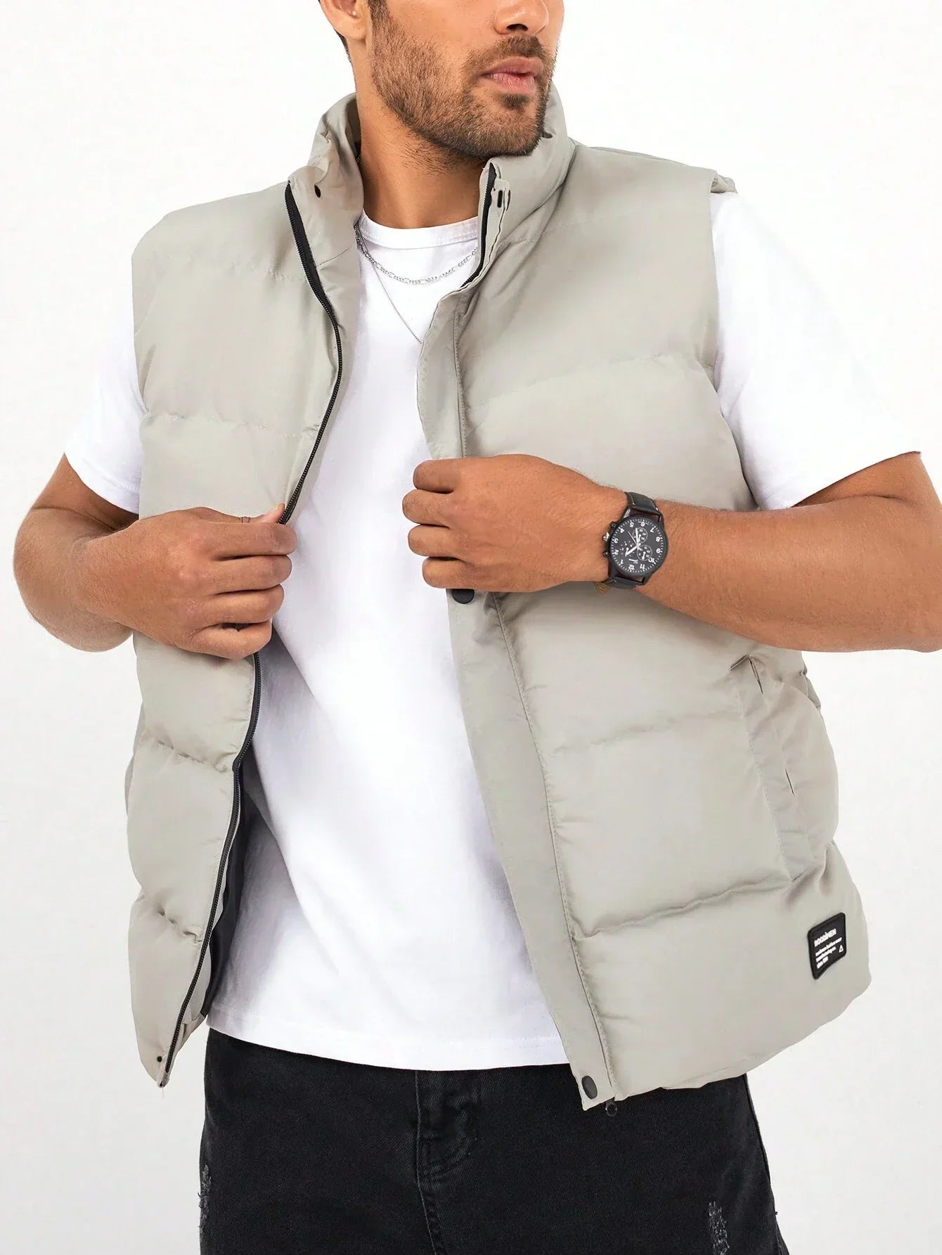 Gewatteerd Herengilet met Ritssluiting Warm en Waterdicht - Mode Vibes