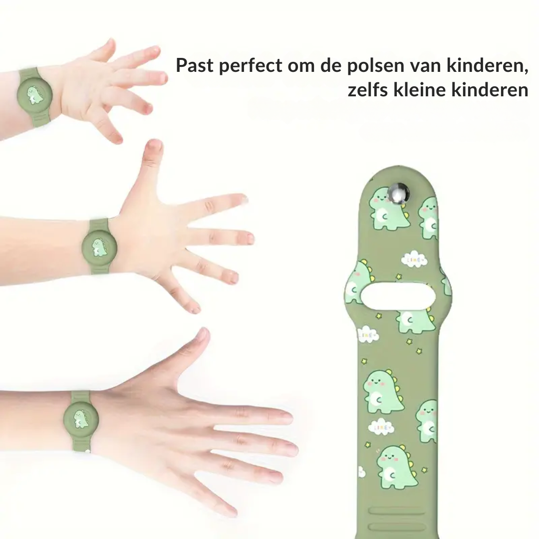 Kinderen Armband met Airtag Hoesje Dino Track