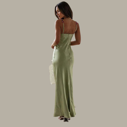 Satijnen Slipjurk Luxe Celeste Kleur - Mode Vibes