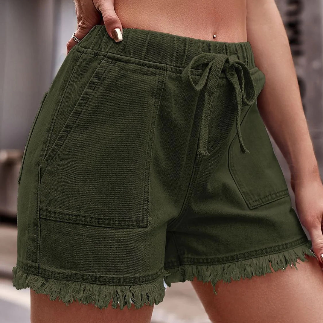 Dames Denim Shorts Zomer Comfortabel met Franje Elastisch