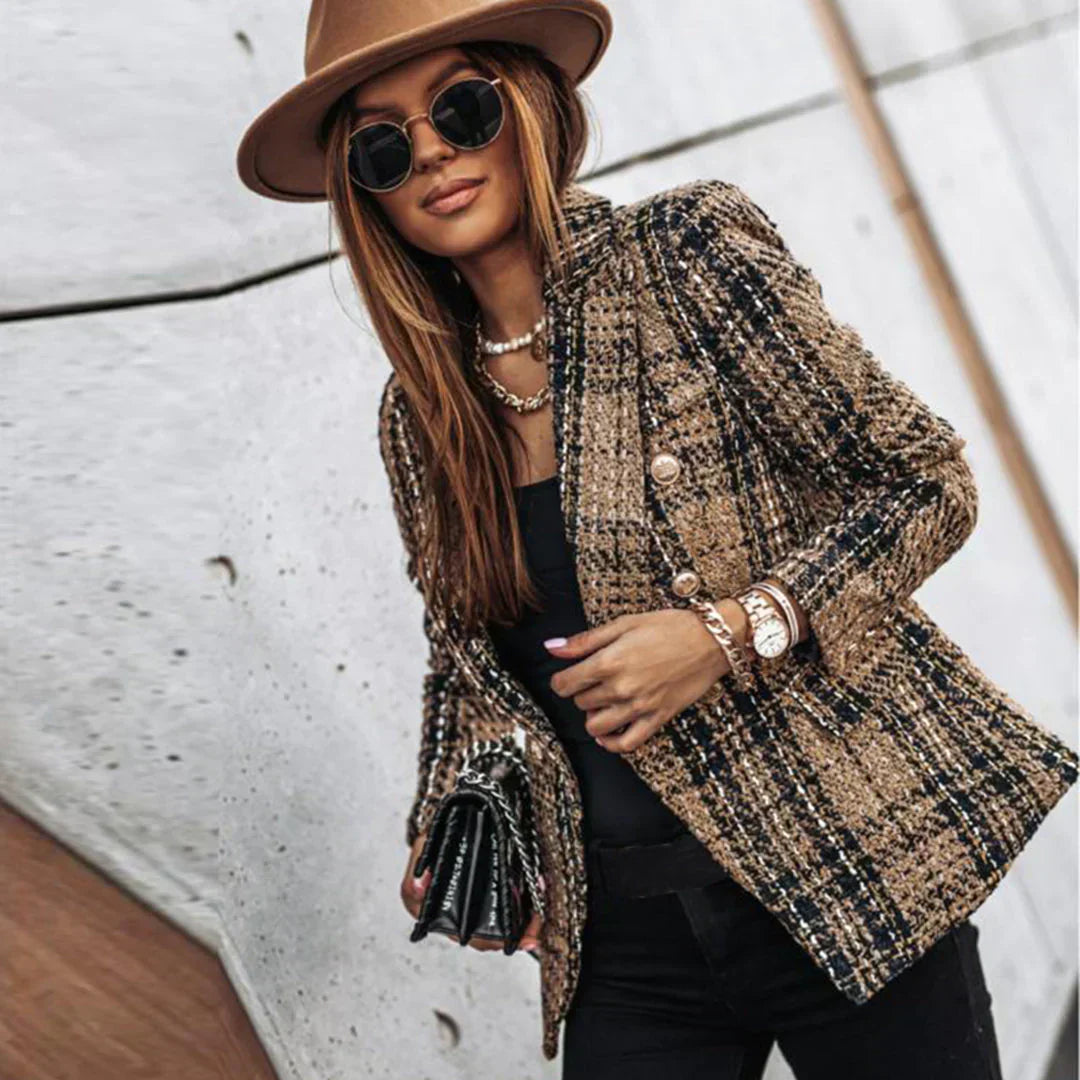 Geruite Blazer voor Dames Stijlvol Modern Design