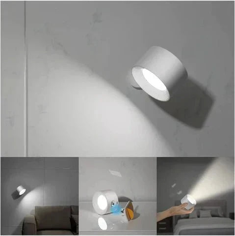 Aurora Glow draadloze wandlamp in een strak wit design, ideaal voor sfeervolle verlichting. Deze veelzijdige lamp kan worden gebruikt als wandlamp, tafellamp of draagbare lichtbron, perfect voor moderne woon- en slaapkamerinrichtingen. Praktisch en stijlvol voor elke ruimte.