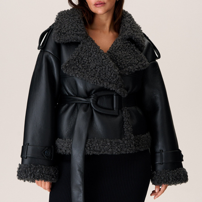 Dames Winterjas Luxe PU Leer Oversized Model