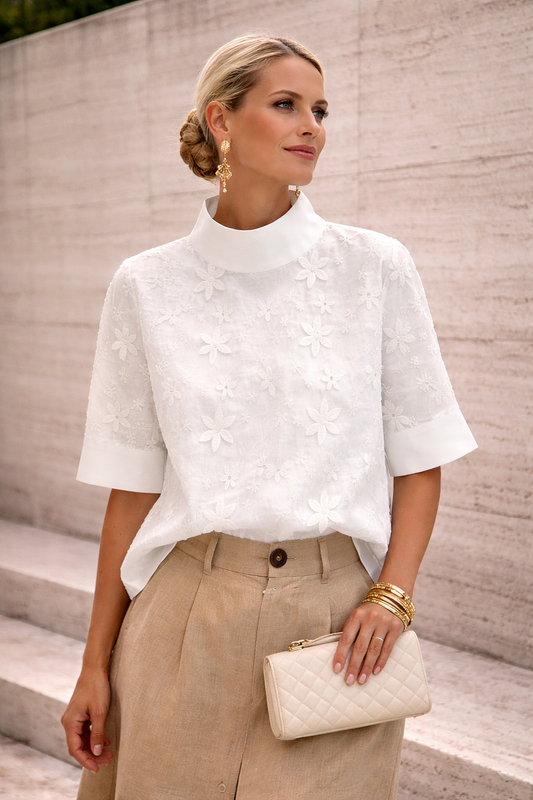 Aveline | Elegante Hoge Hals Damesblouse 0