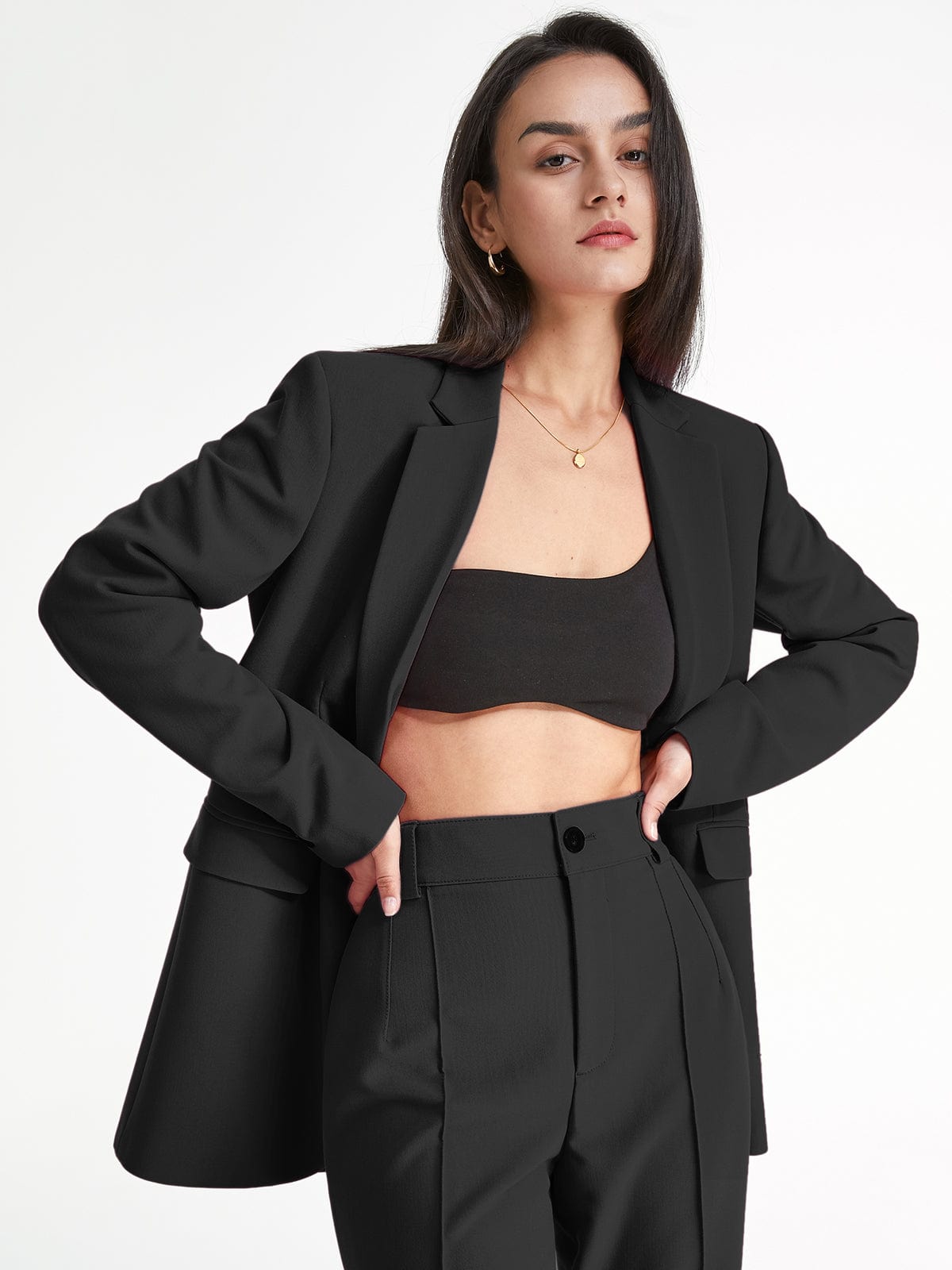 Oversized Blazer Effen Kleur Stijlvol Lange Jas