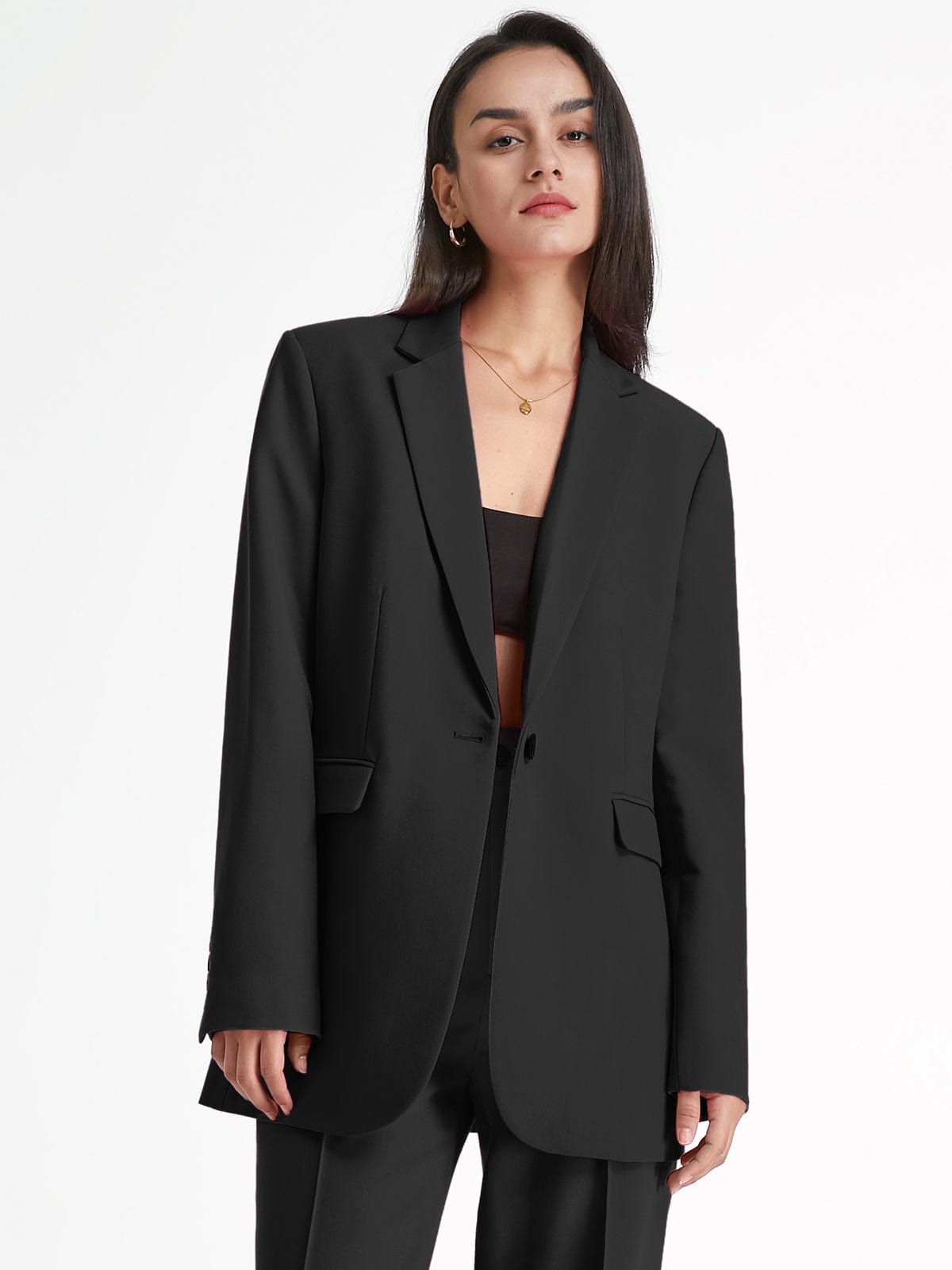 Oversized Blazer Effen Kleur Stijlvol Lange Jas