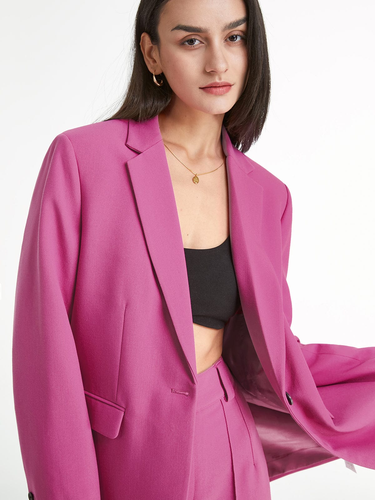 Oversized Blazer Effen Kleur Stijlvol Lange Jas