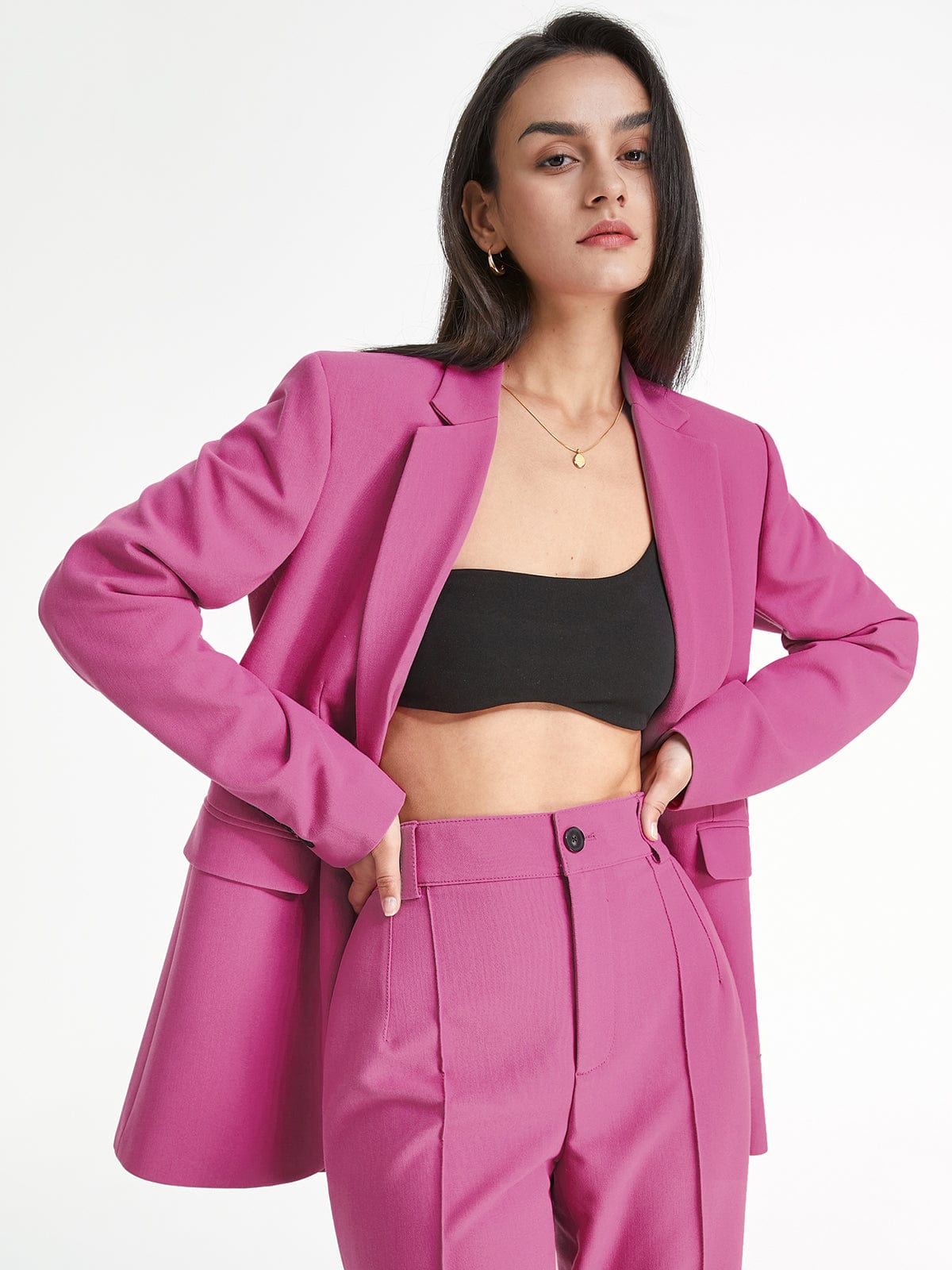 Oversized Blazer Effen Kleur Stijlvol Lange Jas