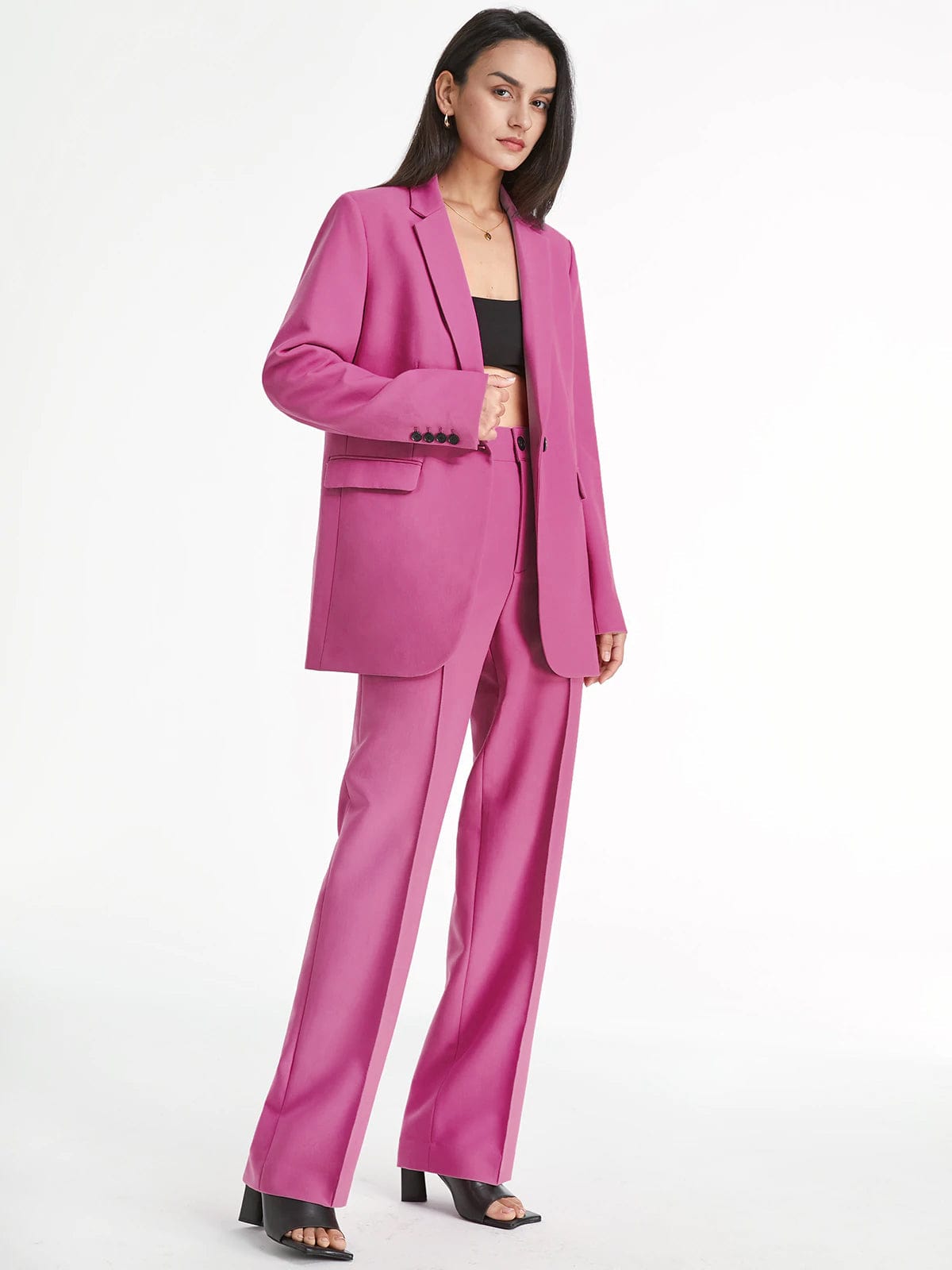 Oversized Blazer Effen Kleur Stijlvol Lange Jas