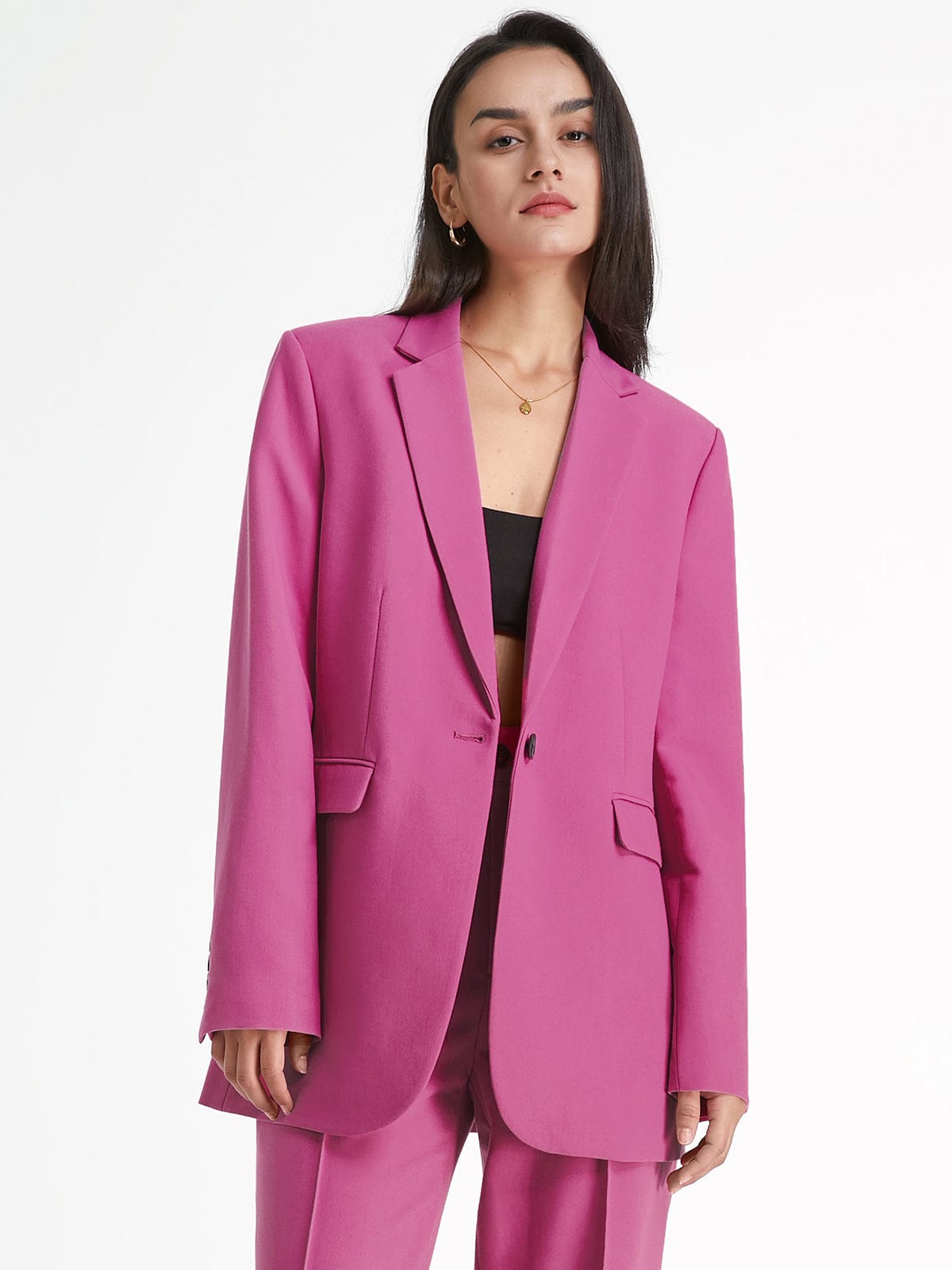 Oversized Blazer Effen Kleur Stijlvol Lange Jas - Mode Vibes