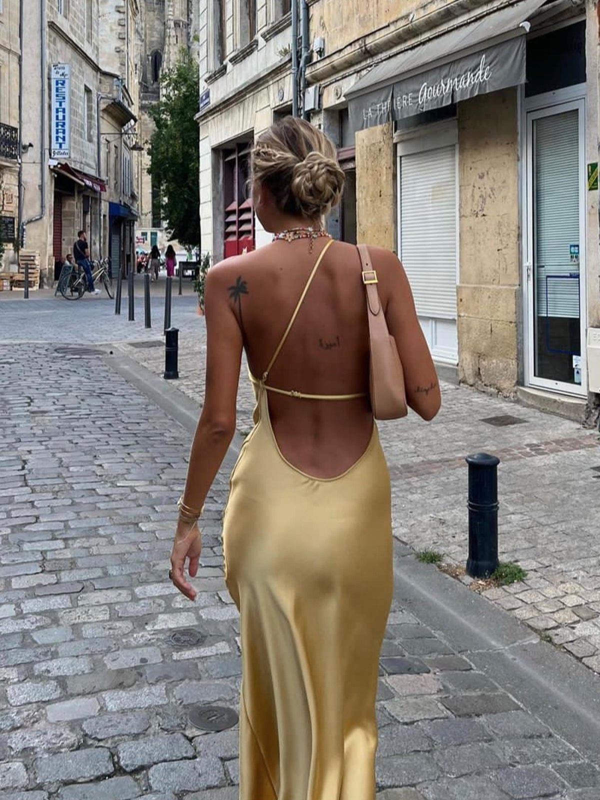 Satijnen jurk Bruiloft Feestelijk Elegante Kort Modelo