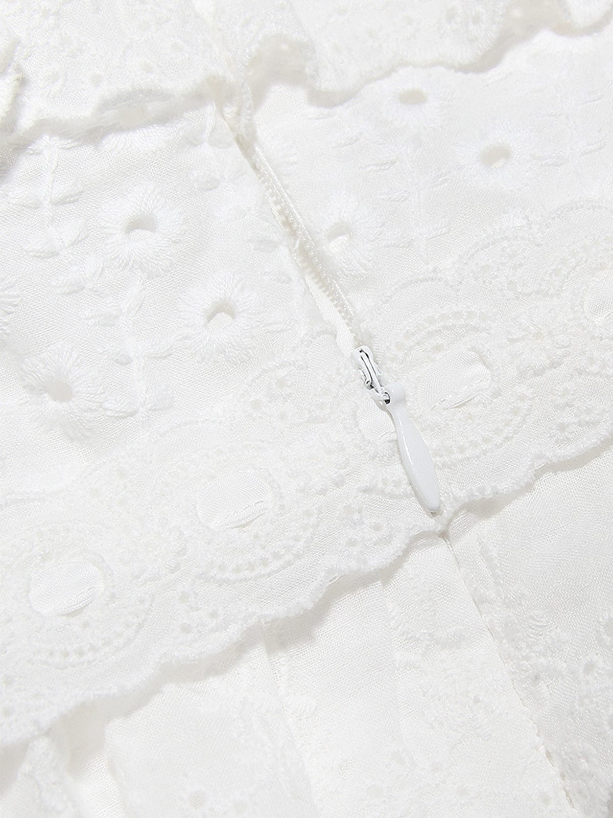 Witte Kantjurk met Ruches Romantische Vrouwelijke Jurk