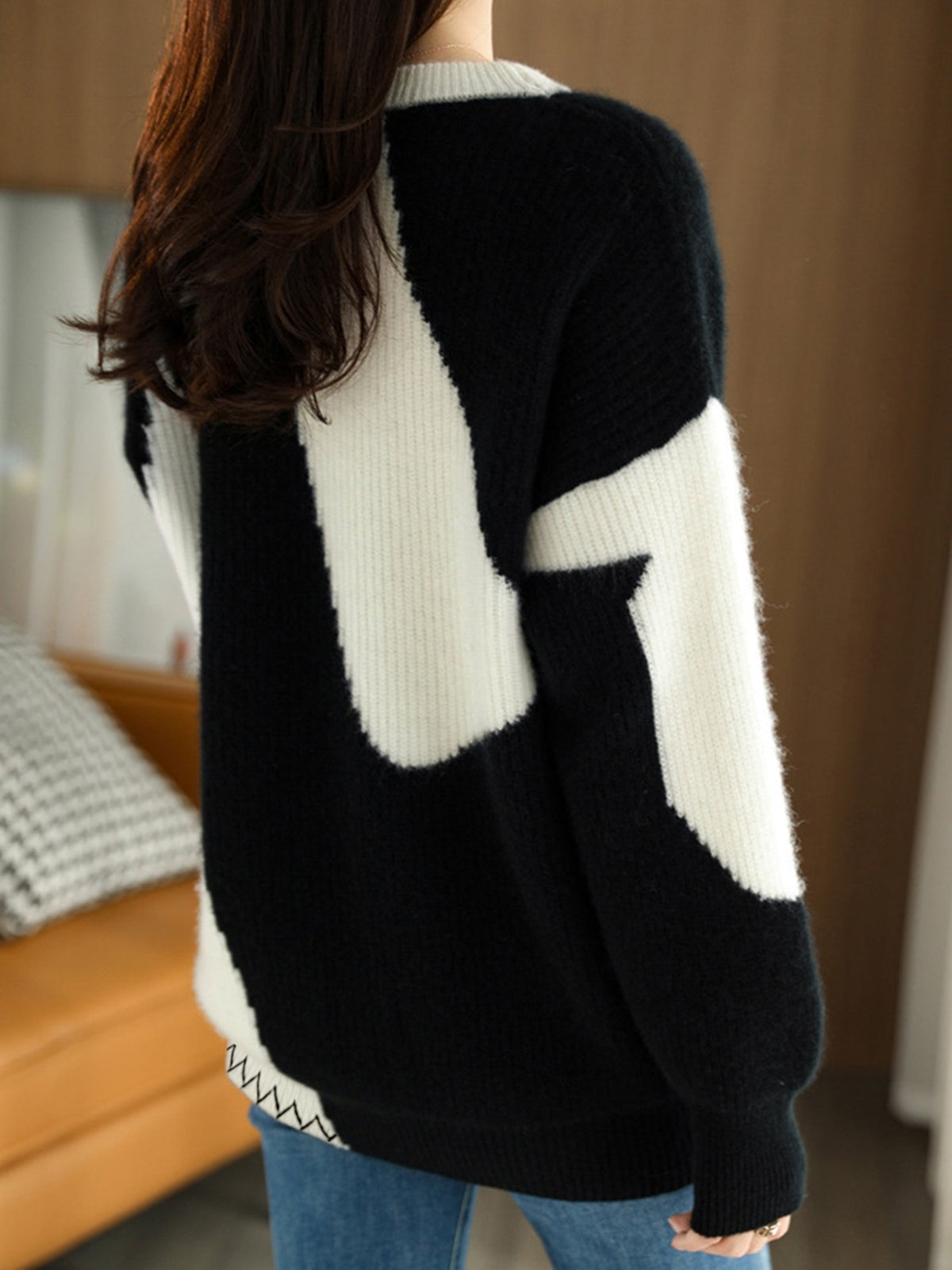 Dames Trui Zebra Print Oversized Comfortabel