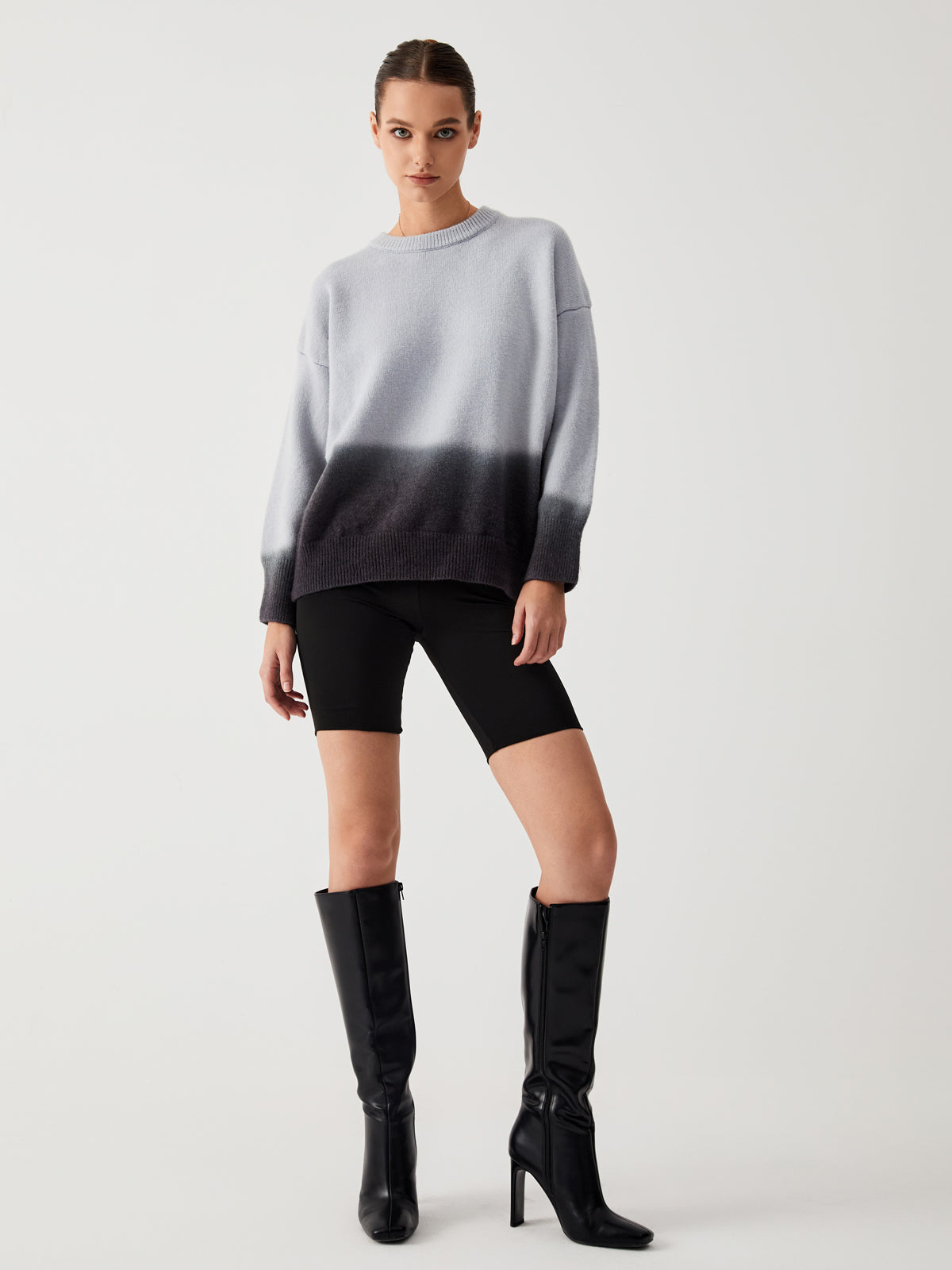 Plus Size Ombre Trui voor Vrouwen Donkergrijs