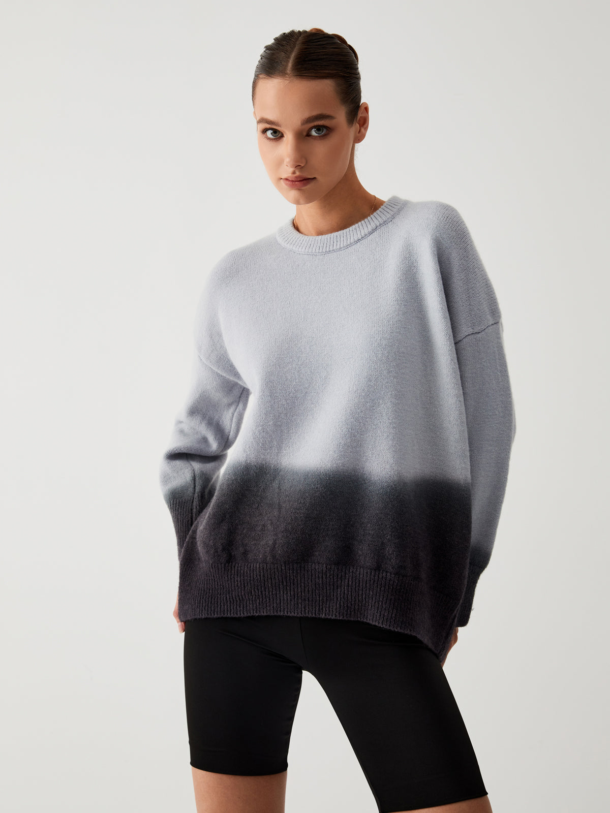 Plus Size Ombre Trui voor Vrouwen Donkergrijs - Mode Vibes