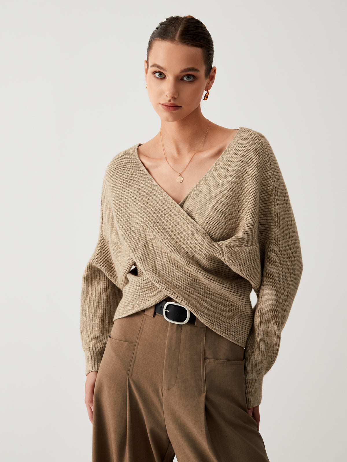 Dames Oversized Trui Sienna Bruin - Mode Vibes