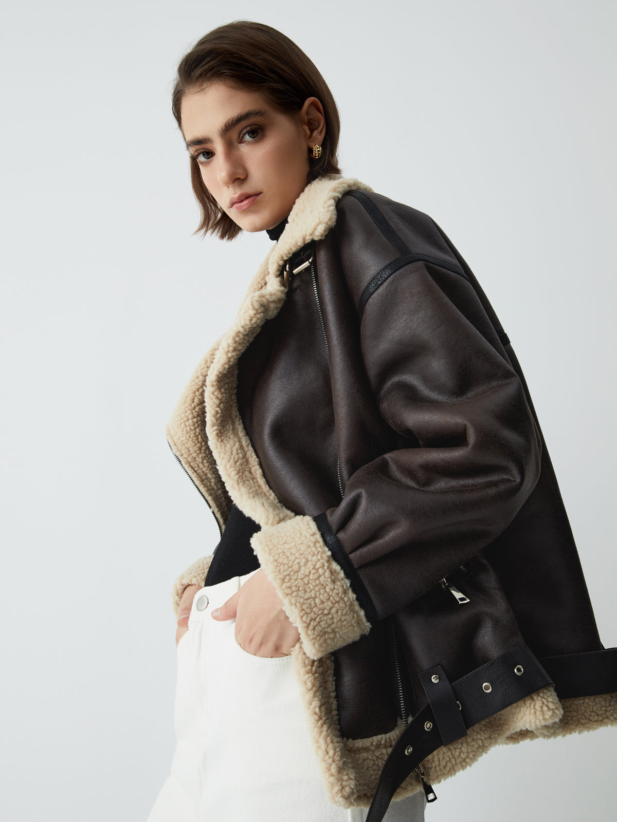 Leren Vliegeniersjas Bruin Dames - Mode Vibes