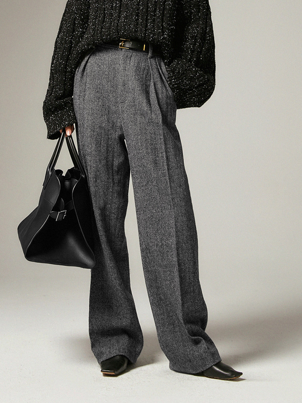 Dames Broek Grijze Wijde Lounge Broek Alessia - Mode Vibes