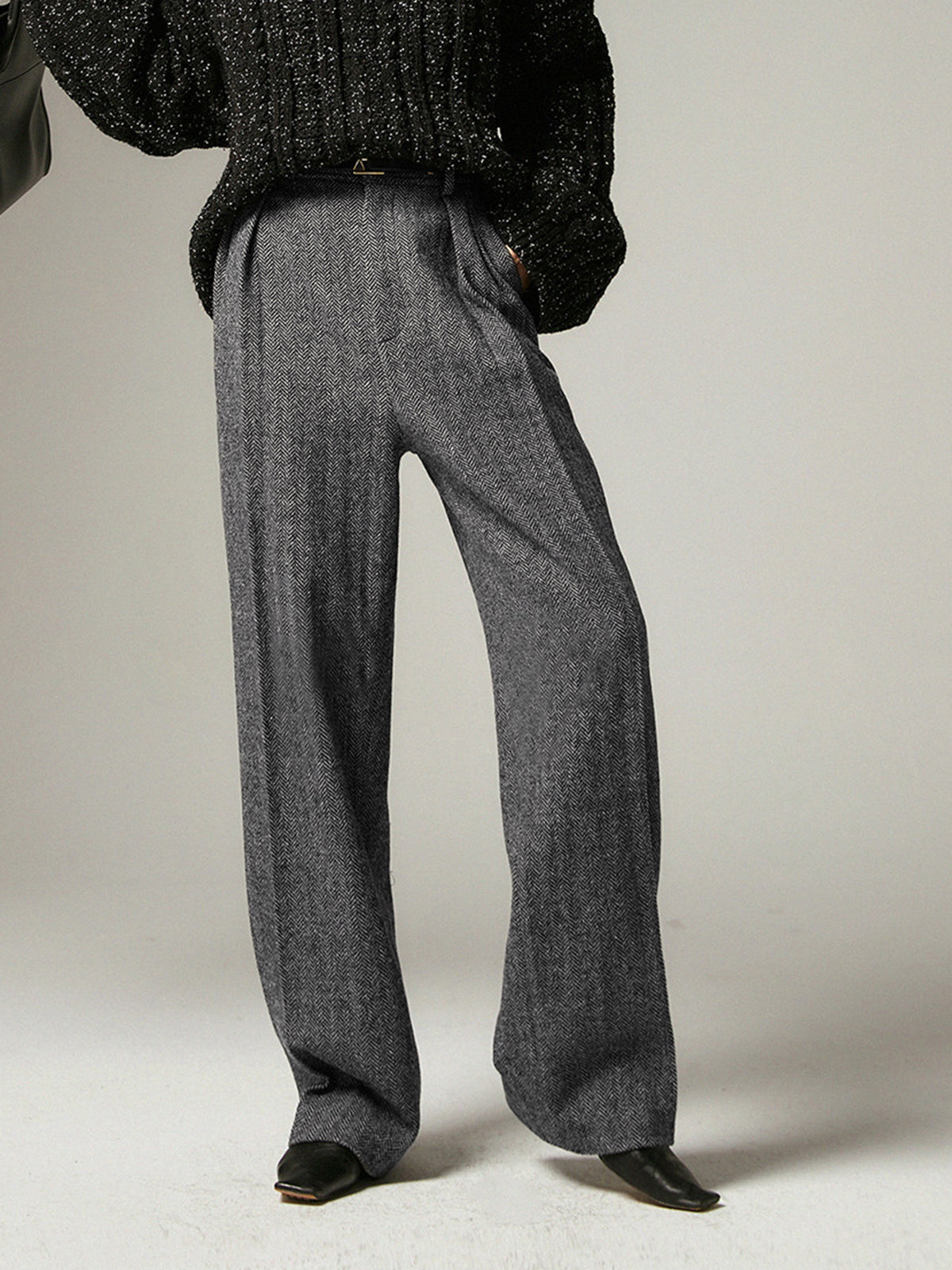 Dames Broek Grijze Wijde Lounge Broek Alessia