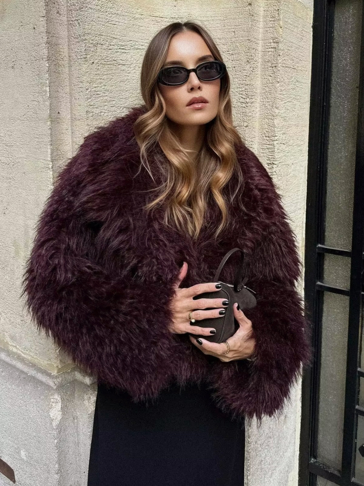 Korte Imitatiebont Jas Pluizig Warm voor Vrouw - Mode Vibes