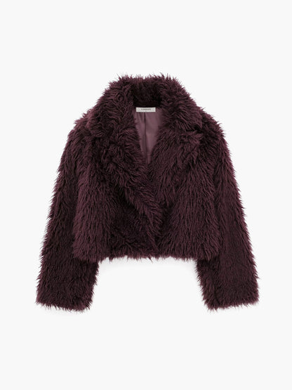 Korte Imitatiebont Jas Pluizig Warm voor Vrouw