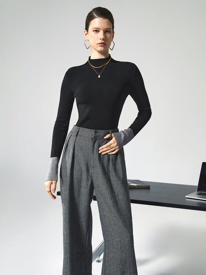Dames Trui Lange Mouw Contrast Kleuren