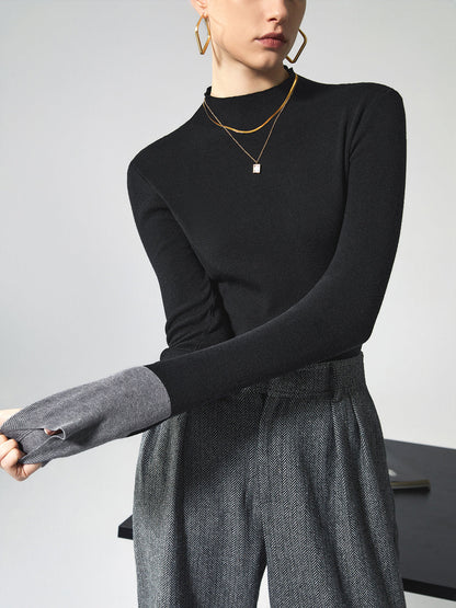 Dames Trui Lange Mouw Contrast Kleuren