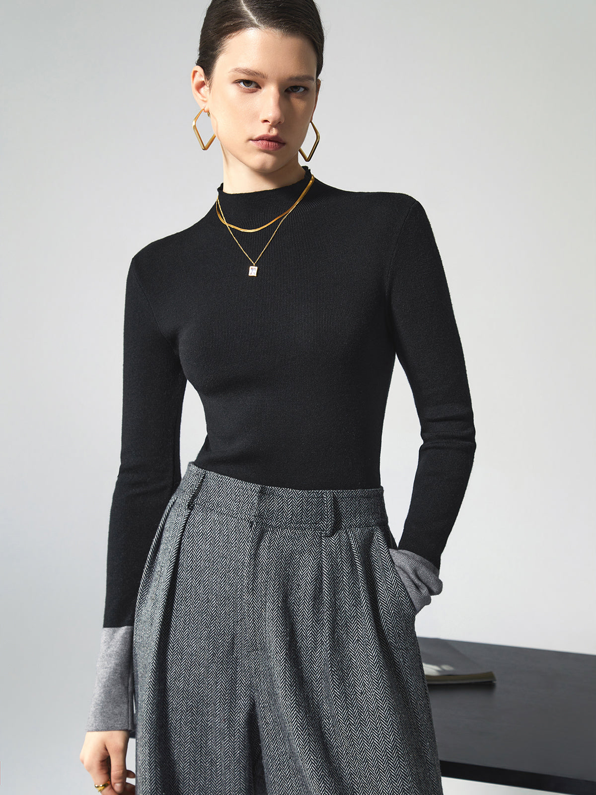 Dames Trui Lange Mouw Contrast Kleuren