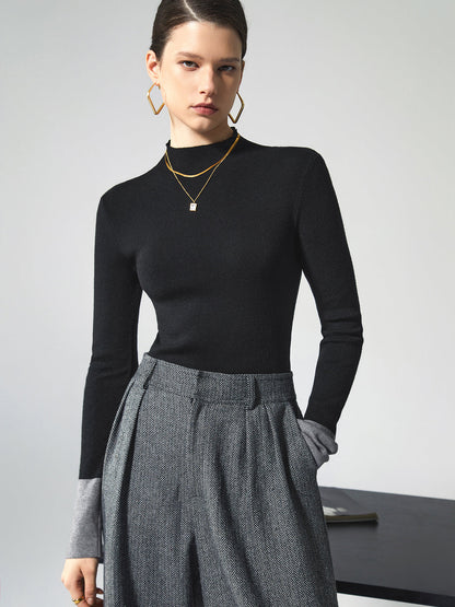 Dames Trui Lange Mouw Contrast Kleuren