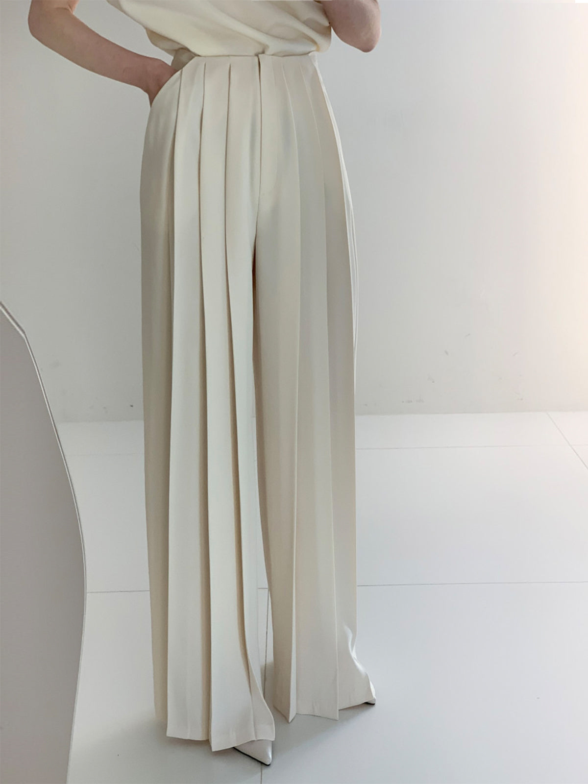 Comfortabele Plissé Pantalon Hoge Taille Dames - Mode Vibes