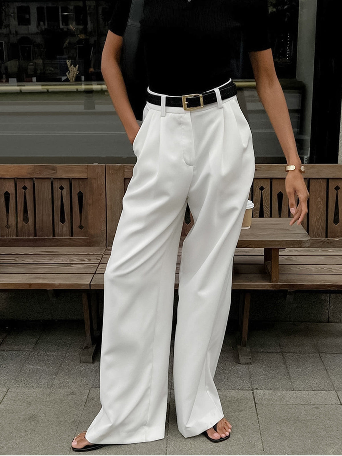 Vrouwelijke Pantalon Breed Moderne Comfortabele Stof