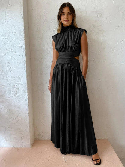 Maxi Jurk met Cut Out Detail en Plooi